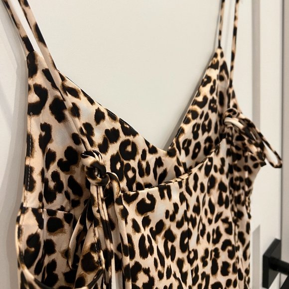 Leopoard-print Slip Dress - Adjustable Mini - Fits XS/S/M - Picture 4 of 6